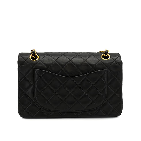 VINTAGE CHANEL CLASSIC FLAP SMALL CHAIN SHOULDER BAG BLACK LAMB SKIN GOLD HARDWARE 90325802