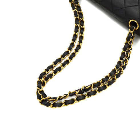 VINTAGE CHANEL CLASSIC FLAP SMALL CHAIN SHOULDER BAG BLACK LAMB SKIN GOLD HARDWARE 90325802