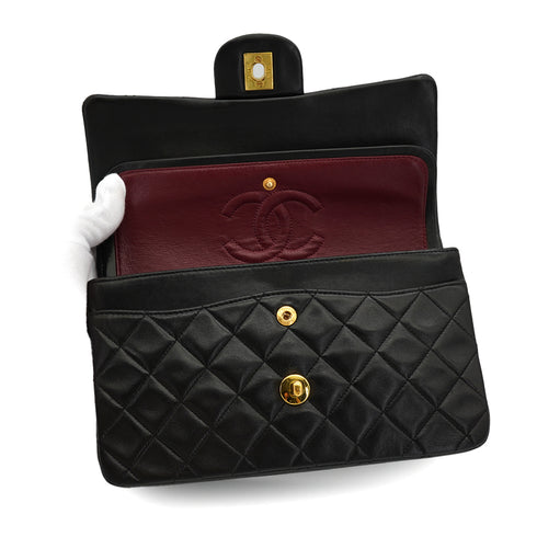VINTAGE CHANEL CLASSIC FLAP SMALL CHAIN SHOULDER BAG BLACK LAMB SKIN GOLD HARDWARE 90325802