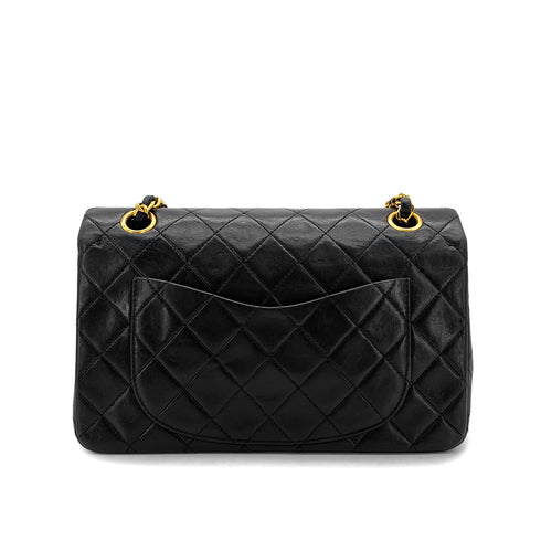 VINTAGE CHANEL CLASSIC FLAP SMALL CHAIN SHOULDER BAG BLACK LAMB SKIN GOLD HARDWARE 90327149