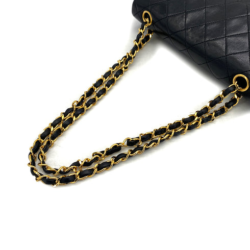 VINTAGE CHANEL CLASSIC FLAP SMALL CHAIN SHOULDER BAG BLACK LAMB SKIN GOLD HARDWARE 90327149