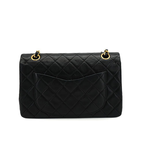 VINTAGE CHANEL CLASSIC FLAP SMALL CHAIN SHOULDER BAG BLACK LAMB SKIN GOLD HARDWARE 90328466