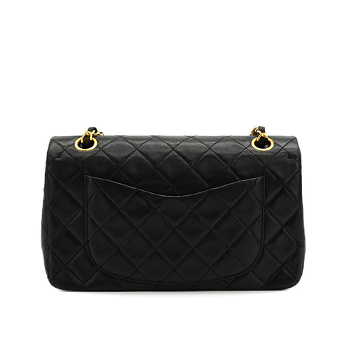 VINTAGE CHANEL CLASSIC FLAP SMALL CHAIN SHOULDER BAG BLACK LAMB SKIN GOLD HARDWARE 90330947