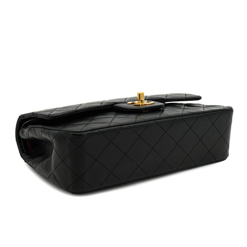 VINTAGE CHANEL CLASSIC FLAP SMALL CHAIN SHOULDER BAG BLACK LAMB SKIN GOLD HARDWARE 90330947