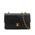 VINTAGE CHANEL CLASSIC FLAP SMALL CHAIN SHOULDER BAG BLACK LAMB SKIN GOLD HARDWARE 90331410