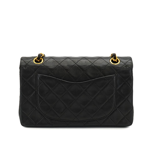 VINTAGE CHANEL CLASSIC FLAP SMALL CHAIN SHOULDER BAG BLACK LAMB SKIN GOLD HARDWARE 90331410