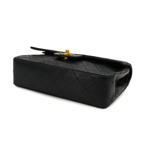 VINTAGE CHANEL CLASSIC FLAP SMALL CHAIN SHOULDER BAG BLACK LAMB SKIN GOLD HARDWARE 90331410