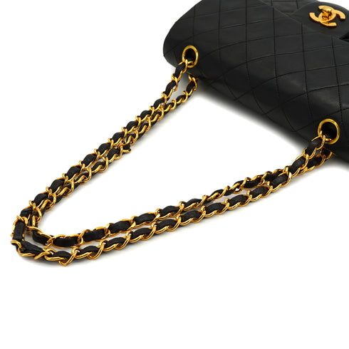VINTAGE CHANEL CLASSIC FLAP SMALL CHAIN SHOULDER BAG BLACK LAMB SKIN GOLD HARDWARE 90331410