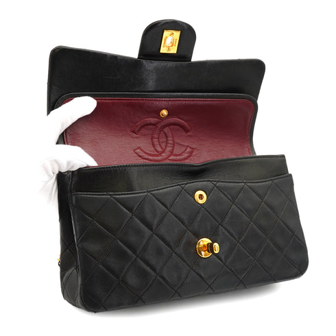 VINTAGE CHANEL CLASSIC FLAP SMALL CHAIN SHOULDER BAG BLACK LAMB SKIN GOLD HARDWARE 90331410