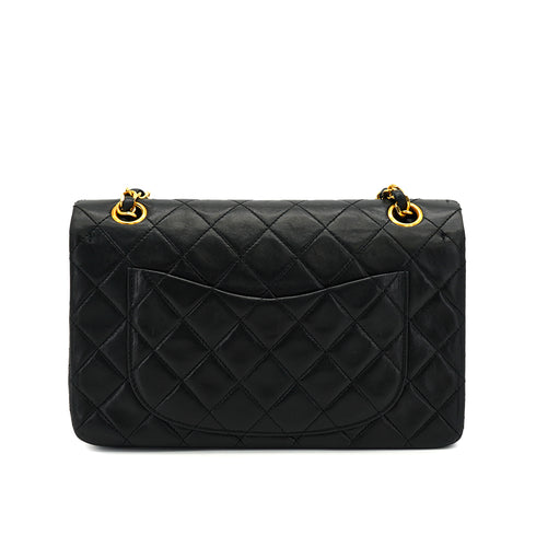 VINTAGE CHANEL CLASSIC FLAP SMALL CHAIN SHOULDER BAG BLACK LAMB SKIN GOLD HARDWARE 90331411