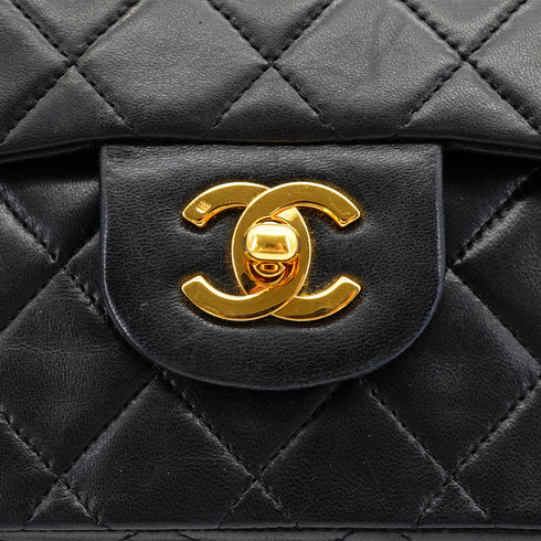 VINTAGE CHANEL CLASSIC FLAP SMALL CHAIN SHOULDER BAG BLACK LAMB SKIN GOLD HARDWARE 90331411