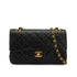 VINTAGE CHANEL CLASSIC FLAP SMALL CHAIN SHOULDER BAG BLACK LAMB SKIN GOLD HARDWARE 90334150