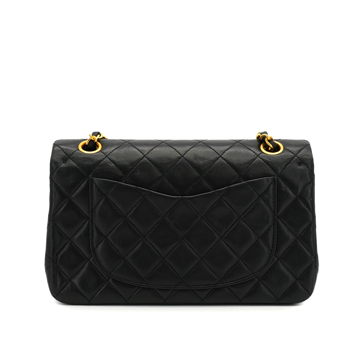 VINTAGE CHANEL CLASSIC FLAP SMALL CHAIN SHOULDER BAG BLACK LAMB