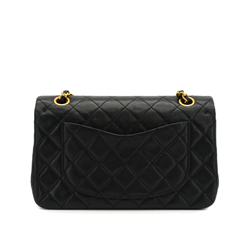 VINTAGE CHANEL CLASSIC FLAP SMALL CHAIN SHOULDER BAG BLACK LAMB SKIN GOLD HARDWARE 90334150