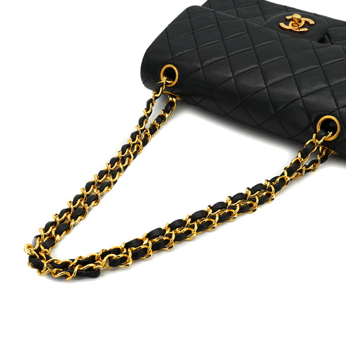 VINTAGE CHANEL CLASSIC FLAP SMALL CHAIN SHOULDER BAG BLACK LAMB SKIN GOLD HARDWARE 90334150