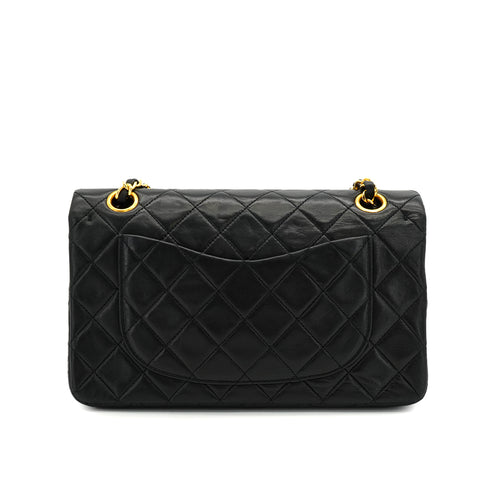 VINTAGE CHANEL CLASSIC FLAP SMALL CHAIN SHOULDER BAG BLACK LAMB SKIN GOLD HARDWARE 90334165
