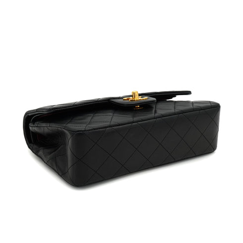 VINTAGE CHANEL CLASSIC FLAP SMALL CHAIN SHOULDER BAG BLACK LAMB SKIN GOLD HARDWARE 90334165