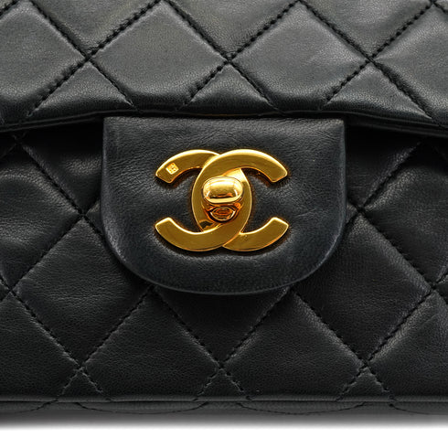 VINTAGE CHANEL CLASSIC FLAP SMALL CHAIN SHOULDER BAG BLACK LAMB SKIN GOLD HARDWARE 90334165