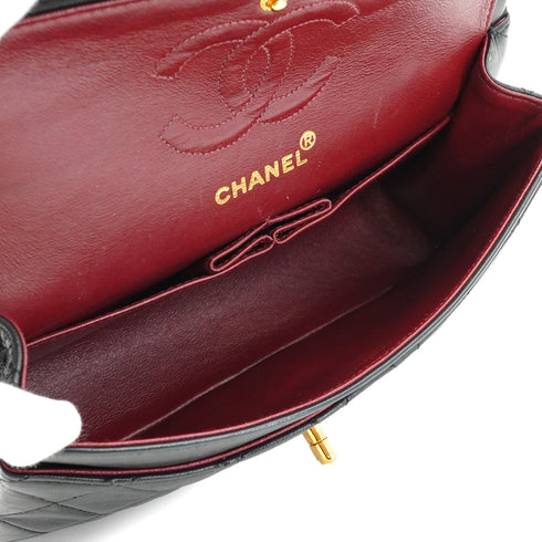 VINTAGE CHANEL CLASSIC FLAP SMALL CHAIN SHOULDER BAG BLACK LAMB SKIN GOLD HARDWARE 90334165