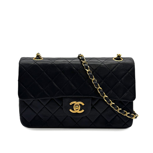 VINTAGE CHANEL CLASSIC FLAP SMALL CHAIN SHOULDER BAG BLACK LAMB SKIN GOLD HARDWARE 90313580