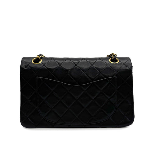 VINTAGE CHANEL CLASSIC FLAP SMALL CHAIN SHOULDER BAG BLACK LAMB SKIN GOLD HARDWARE 90313580