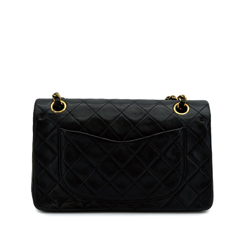 VINTAGE CHANEL CLASSIC FLAP SMALL CHAIN SHOULDER BAG BLACK LAMB SKIN GOLD HARDWARE 90314773