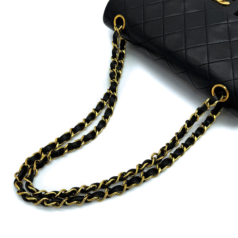 VINTAGE CHANEL CLASSIC FLAP SMALL CHAIN SHOULDER BAG BLACK LAMB SKIN GOLD HARDWARE 90314773