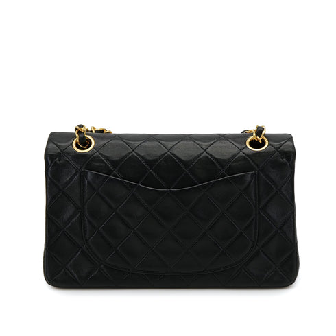 VINTAGE CHANEL CLASSIC FLAP SMALL CHAIN SHOULDER BAG BLACK LAMB SKIN GOLD HARDWARE 90317291