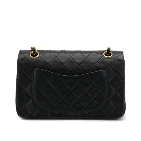 VINTAGE CHANEL CLASSIC FLAP SMALL CHAIN SHOULDER BAG BLACK LAMB SKIN GOLD HARDWARE 90317907
