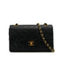 VINTAGE CHANEL CLASSIC FLAP SMALL CHAIN SHOULDER BAG BLACK LAMB SKIN GOLD HARDWARE 90323201