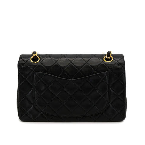 VINTAGE CHANEL CLASSIC FLAP SMALL CHAIN SHOULDER BAG BLACK LAMB SKIN GOLD HARDWARE 90323479