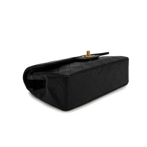 VINTAGE CHANEL CLASSIC FLAP SMALL CHAIN SHOULDER BAG BLACK LAMB SKIN GOLD HARDWARE 90323479