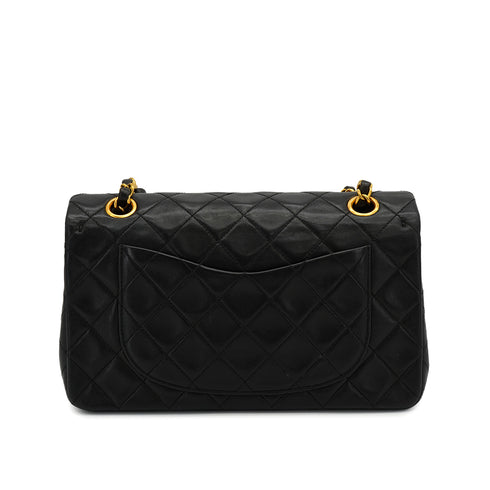 VINTAGE CHANEL CLASSIC FLAP SMALL CHAIN SHOULDER BAG BLACK LAMB SKIN GOLD HARDWARE 90333741