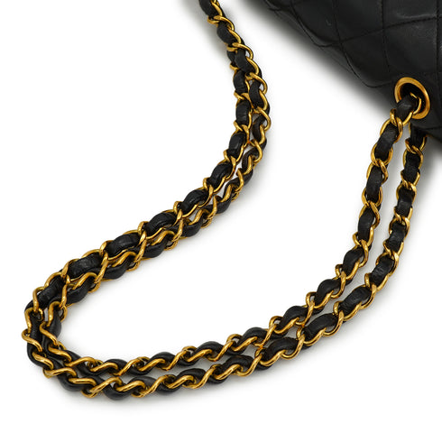 VINTAGE CHANEL CLASSIC FLAP SMALL CHAIN SHOULDER BAG BLACK LAMB SKIN GOLD HARDWARE 90333741