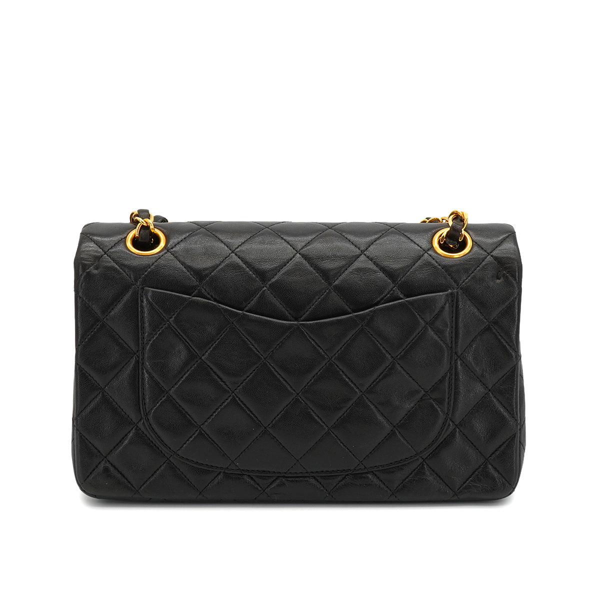 VINTAGE CHANEL CLASSIC FLAP SMALL CHAIN SHOULDER BAG BLACK LAMB