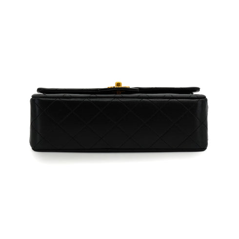 VINTAGE CHANEL CLASSIC FLAP SMALL CHAIN SHOULDER BAG BLACK LAMB SKIN GOLD HARDWARE 90335137