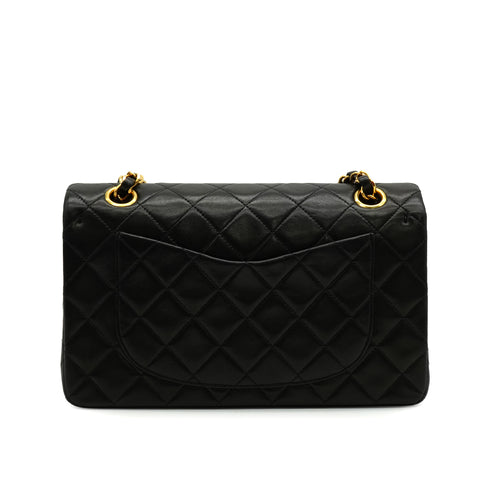 VINTAGE CHANEL CLASSIC FLAP SMALL CHAIN SHOULDER BAG BLACK LAMB SKIN GOLD HARDWARE 90335138