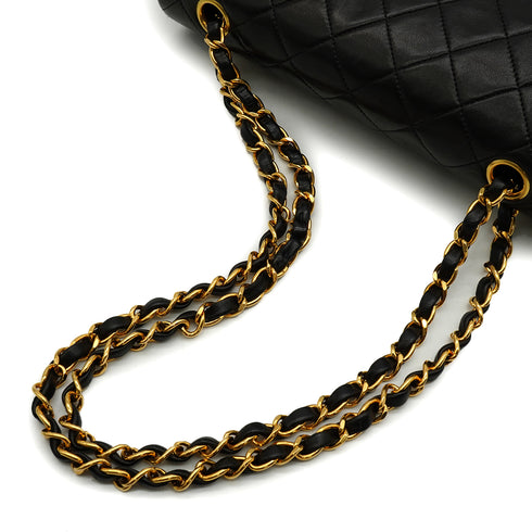 VINTAGE CHANEL CLASSIC FLAP SMALL CHAIN SHOULDER BAG BLACK LAMB SKIN GOLD HARDWARE 90335138