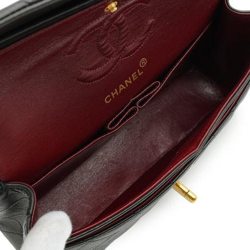 VINTAGE CHANEL CLASSIC FLAP SMALL CHAIN SHOULDER BAG BLACK LAMB SKIN GOLD HARDWARE 90335138