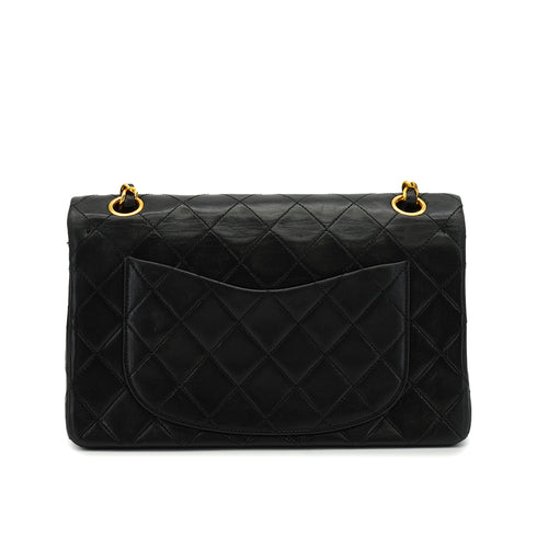 VINTAGE CHANEL CLASSIC FLAP SMALL CHAIN SHOULDER BAG BLACK LAMB SKIN GOLD HARDWARE 90335139