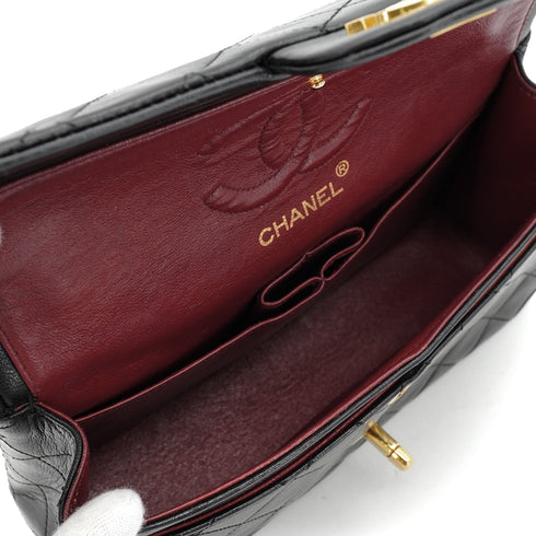 VINTAGE CHANEL CLASSIC FLAP SMALL CHAIN SHOULDER BAG BLACK LAMB SKIN GOLD HARDWARE 90335139