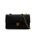 VINTAGE CHANEL CLASSIC FLAP SMALL CHAIN SHOULDER BAG BLACK LAMB SKIN GOLD HARDWARE 90335142