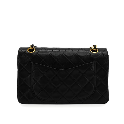 VINTAGE CHANEL CLASSIC FLAP SMALL CHAIN SHOULDER BAG BLACK LAMB SKIN GOLD HARDWARE 90336790