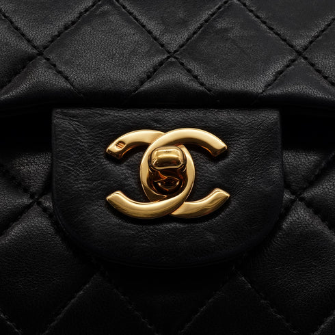 VINTAGE CHANEL CLASSIC FLAP SMALL CHAIN SHOULDER BAG BLACK LAMB SKIN GOLD HARDWARE 90336790