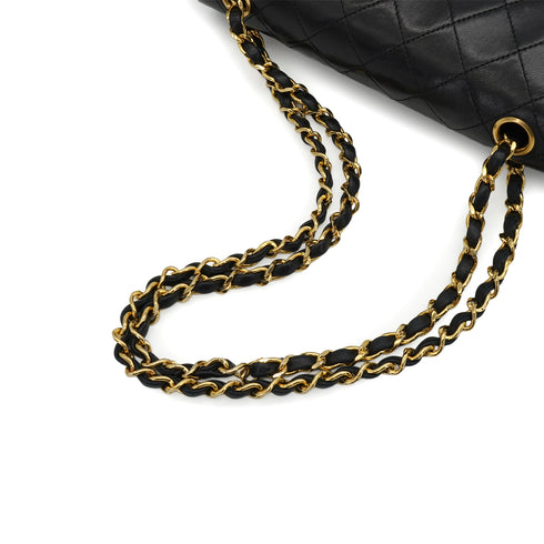 VINTAGE CHANEL CLASSIC FLAP SMALL CHAIN SHOULDER BAG BLACK LAMB SKIN GOLD HARDWARE 90336790