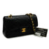 VINTAGE CHANEL CLASSIC FLAP SMALL CHAIN SHOULDER BAG BLACK LAMB SKIN GOLD HARDWARE 90337657
