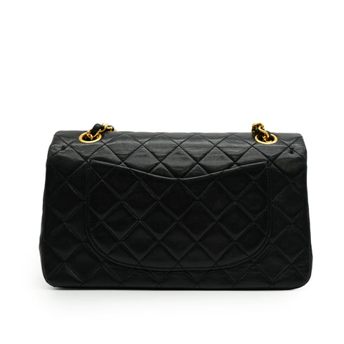 VINTAGE CHANEL CLASSIC FLAP SMALL CHAIN SHOULDER BAG BLACK LAMB SKIN GOLD HARDWARE 90337657
