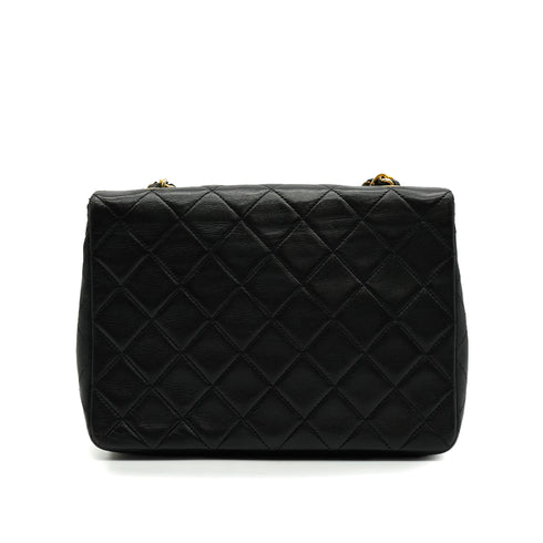 VINTAGE CHANEL CLASSIC FLAP SMALL CHAIN SHOULDER BAG BLACK LAMB SKIN GOLD HARDWARE 90339660
