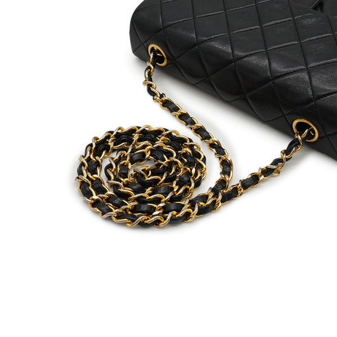 VINTAGE CHANEL CLASSIC FLAP SMALL CHAIN SHOULDER BAG BLACK LAMB SKIN GOLD HARDWARE 90339660