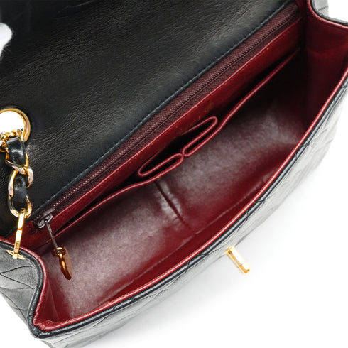 VINTAGE CHANEL CLASSIC FLAP SMALL CHAIN SHOULDER BAG BLACK LAMB SKIN GOLD HARDWARE 90339660